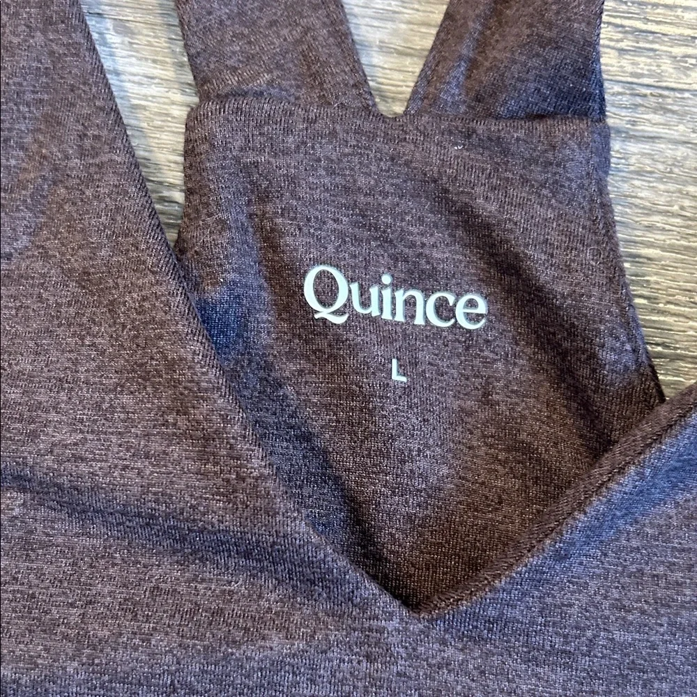 Quince Ultra Soft V Neck Crop Tank Built In Bra NWT Heather Espresso Brown - Picture 4 of 9